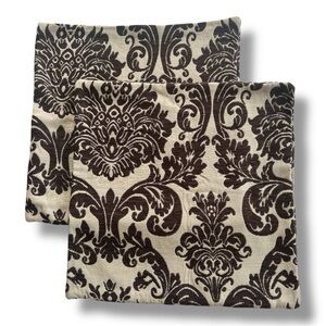Bombay Company Pair of Damask Print Decorative Pillow Cases